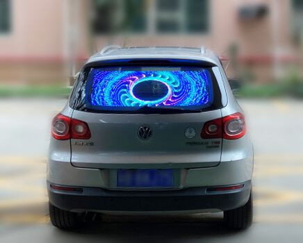 Transparent Car Rear Window LED Display 9-36V Input Wireless Programmable