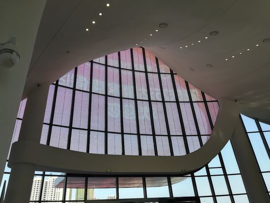 1R1G1B Transparent LED Film Display , 4000mcd LED Curtain Wall Display