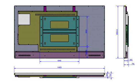 Toughened Glass LCD Touch Screen , 80KHz 65 Inch LCD Monitor for School