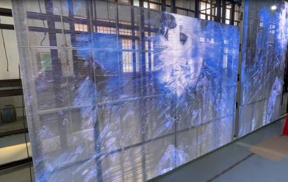 Side Lighting P3.91-7.8 Transparent LED Screen With High Brightness See Through Led For Glass Entrance