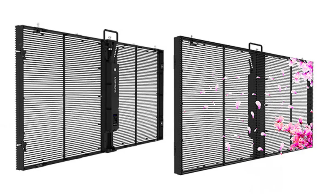 High Brightness Outdoor P3.9-7.8 LED Transparent Screen For Glass Wall Advertising